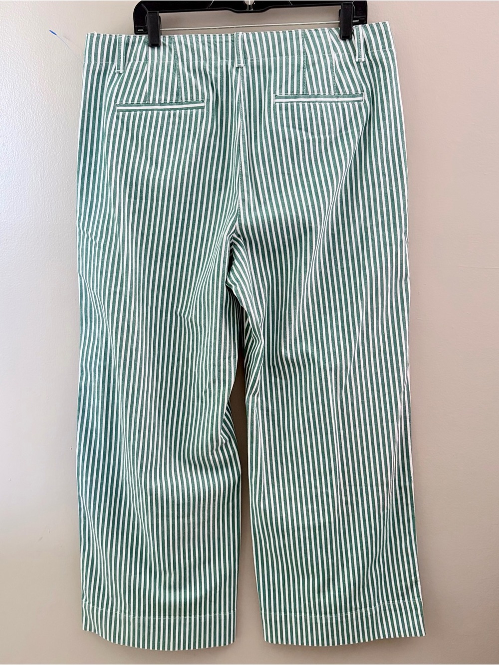 Talbots Green White Striped Wide Leg Crop Pants Size 14 Coastal Cottage - Picture 5 of 11